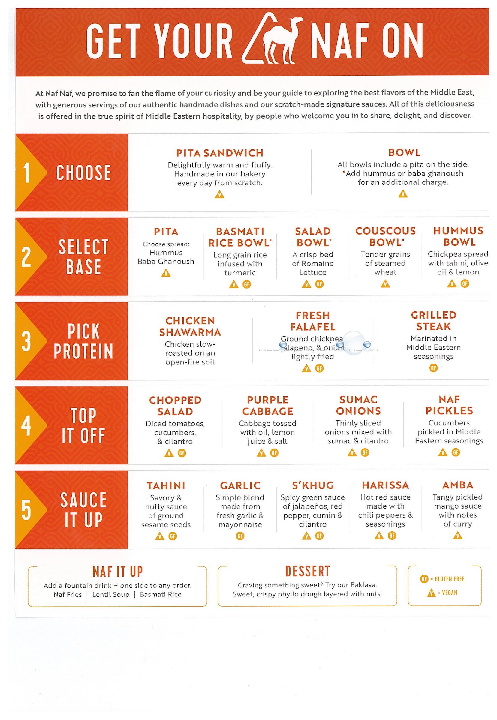 Naf Naf Carry Out Menu Chicago (Scanned Menu With Prices)